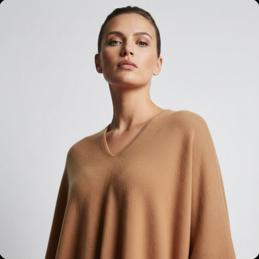 The V-Neck Poncho | 100% Pure Himalayan Cashmere
