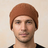HAB04 Men's Cashmere Beanie - Heritage Cable Knit Amber 4