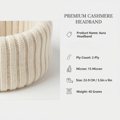Aura Headband | 100% Pure Himalayan Cashmere Ear Warmer | 2-Ply 16 Micron Hand-Knit Wrap