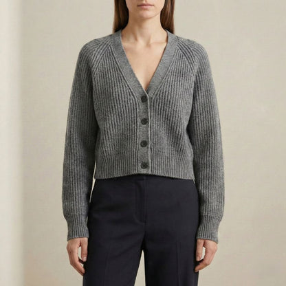 The Lhotse V-Neck Cardigan Chunky Knit Himalayan Cashmere For Women