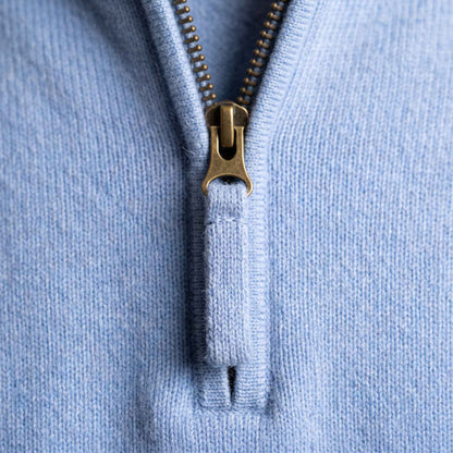 Men's cashmere half-zip sweater, Embrace in Sky blue - view 7