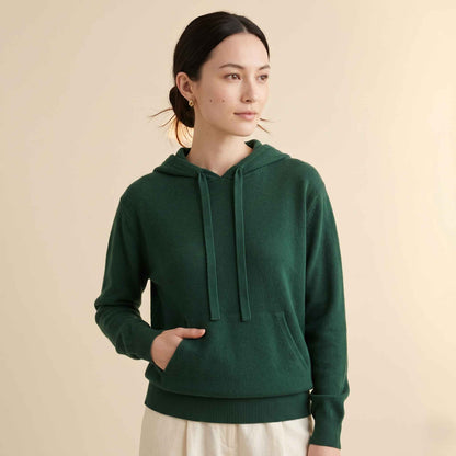 100% Cashmere Women's Pullover Hoodie — 2-Ply 16-Micron Himalayan Cashmere