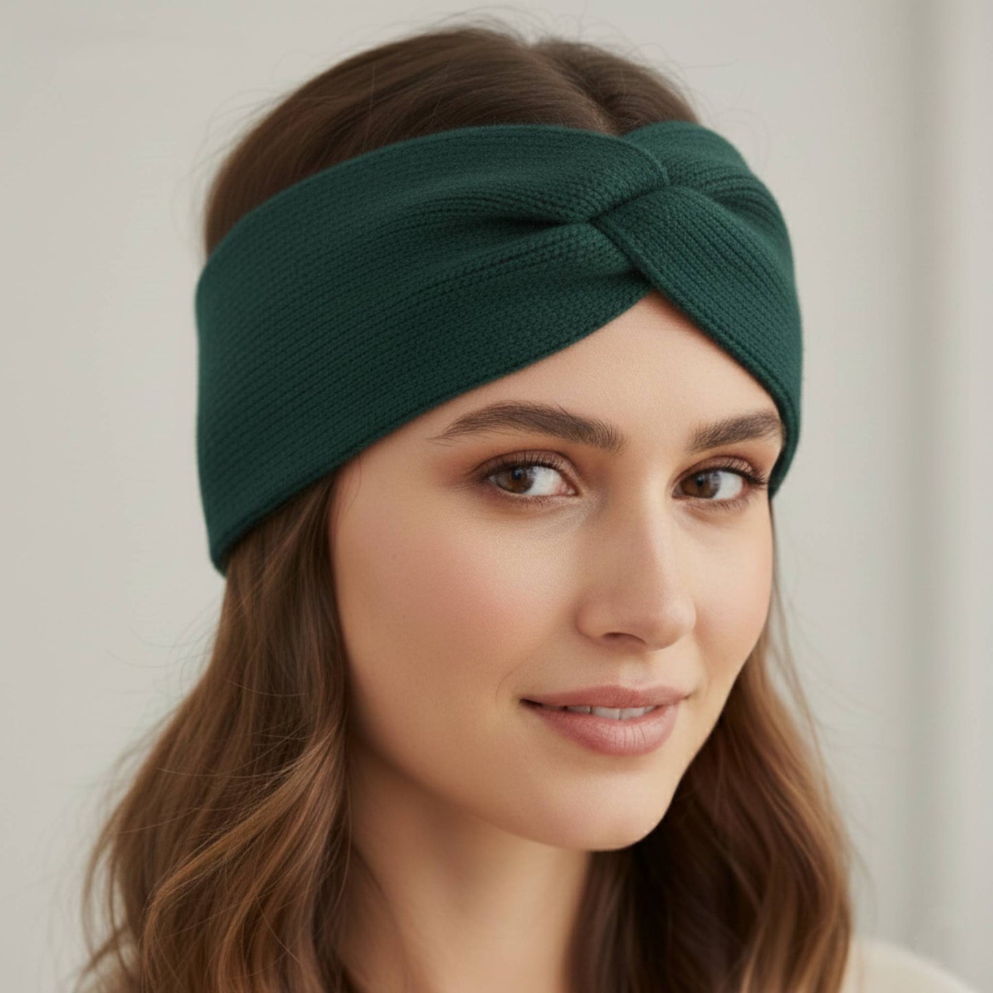 The Gomba Band | Twisted Front 100% Pure Cashmere Headband | 2-Ply 16 Micron Hand-Knit Ear Warmer