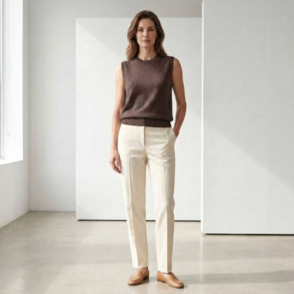 Pure Cashmere Sleeveless Shell Top | Crewneck Tank | Handcrafted in Nepal | Lumusae