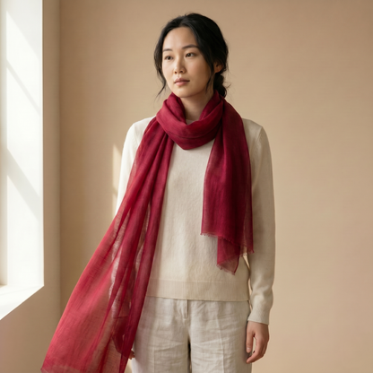 Heritage Red & Mulberry Cashmere Pashmina Shawl