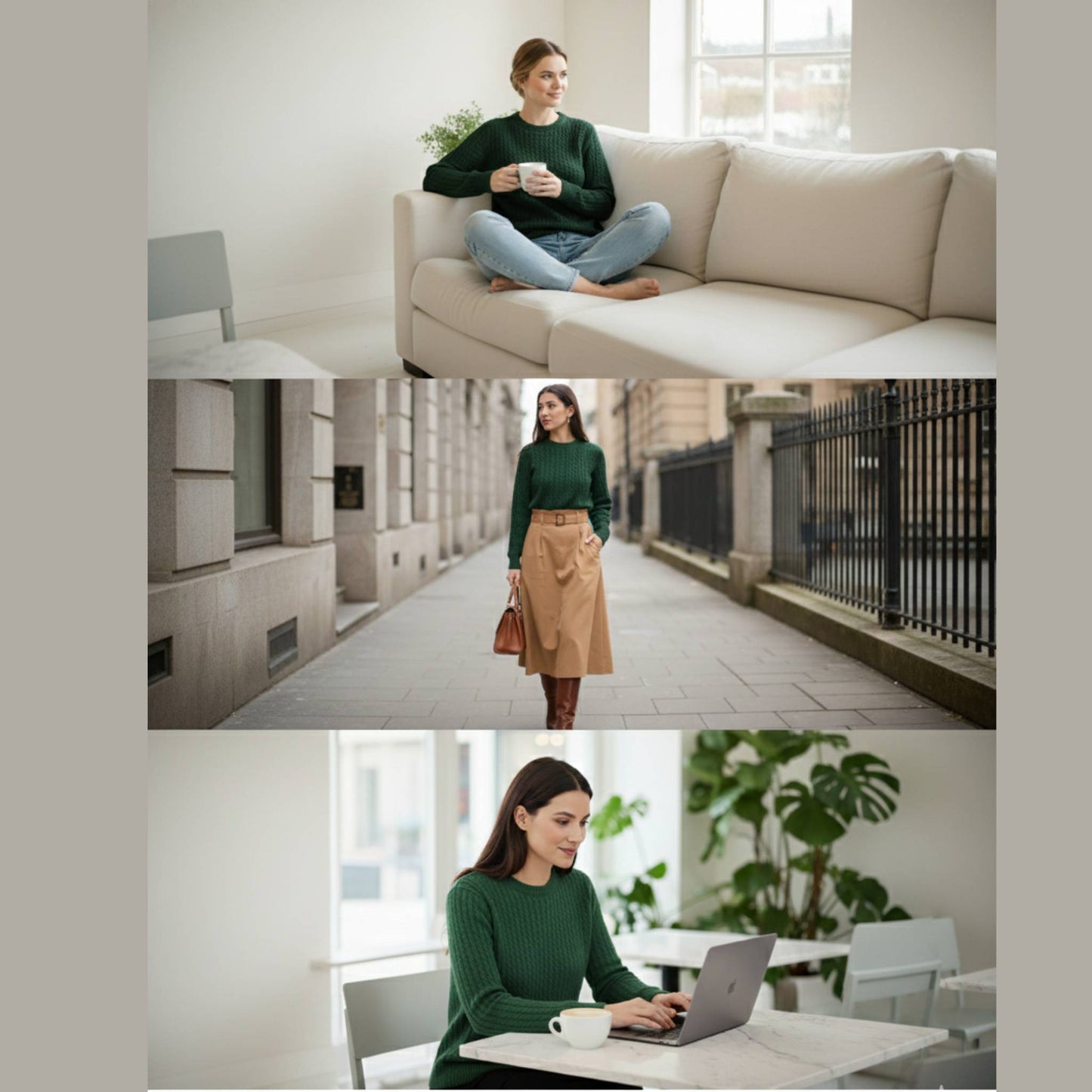 Grace Cable-Knit Cashmere Crewneck | 100% Pure Himalayan Women's Sweater