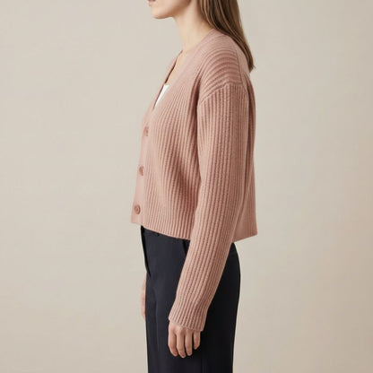The Lhotse V-Neck Cardigan Chunky Knit Himalayan Cashmere For Women