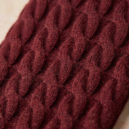 Women's cable-knit cashmere crewneck sweater, Grace in Red Wine - view 4