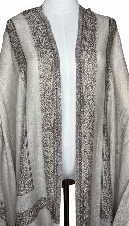100% Pure Himalayan Cashmere Pashmina Shawl - Signature Neutral & Pattern Collection Himalayan Driftwood