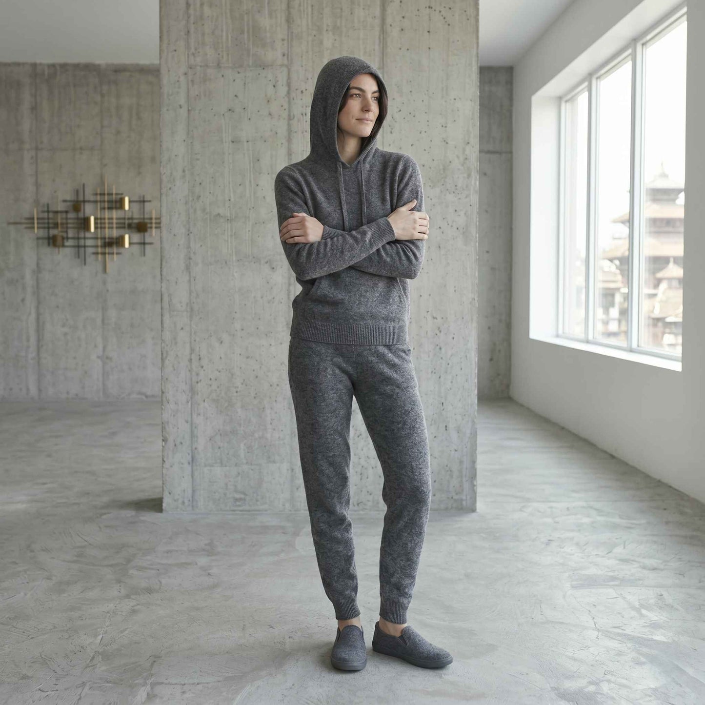 100% Undyed Cashmere Women's Hoodie — Chemical-Free Natural Chyangra Cashmere