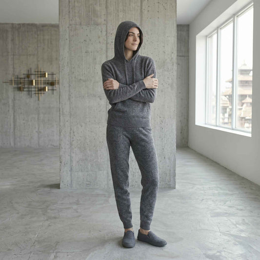 100% Undyed Cashmere Women's Hoodie — Chemical-Free Natural Chyangra Cashmere
