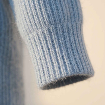 Men's ultra-thick 4-ply cashmere crewneck sweater in Sky Blue — view 3