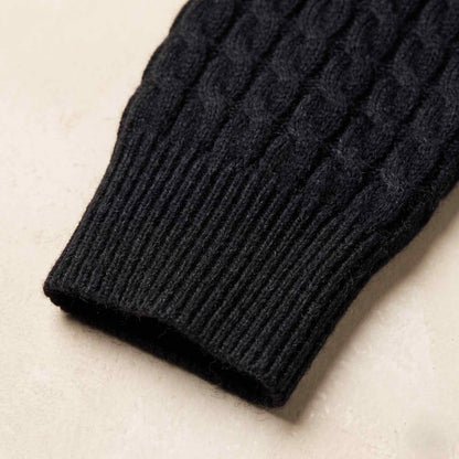 Men's cable-knit cashmere sweater, Atlas in Black - view 3