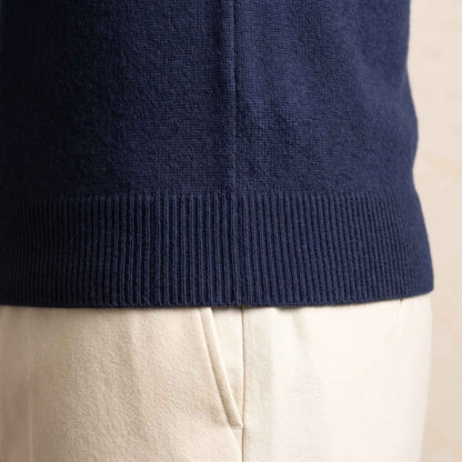 Men's cashmere half-zip sweater, Embrace in Dark Navy - view 3