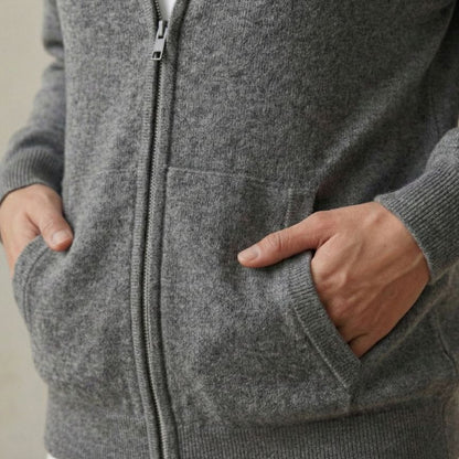 Heather Gray Original 100% Pure Himalayan Cashmere Zip Hoodie