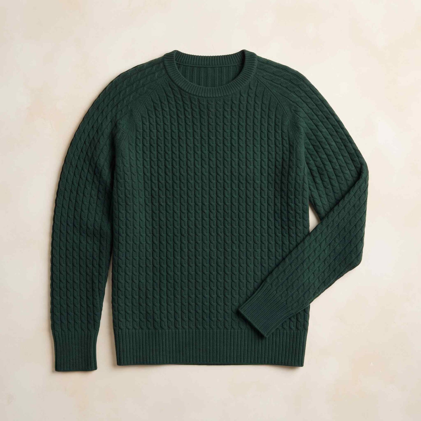 Women's cable-knit cashmere crewneck sweater, Grace in Pine - view 6