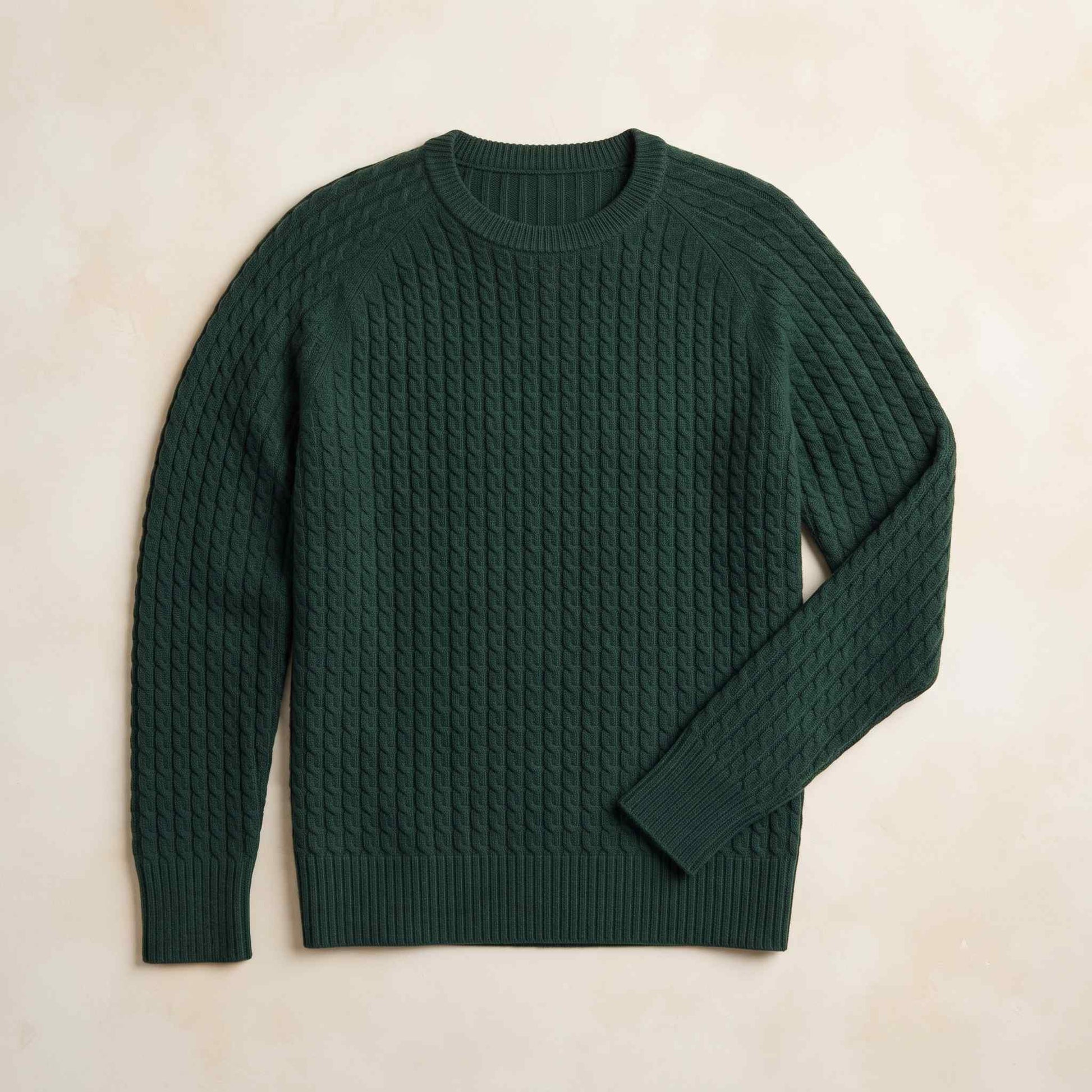 Women's cable-knit cashmere crewneck sweater, Grace in Pine - view 6