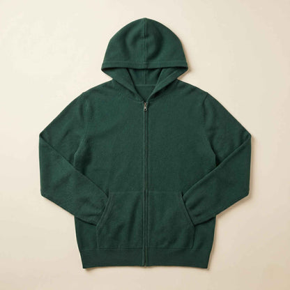 100% Cashmere Women's Zip Hoodie — 12-Gauge 2-Ply 16-Micron Himalayan Cashmere