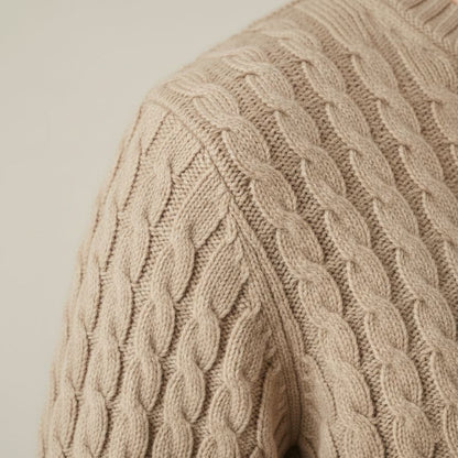 Exclusive Beige Atlas Cable Cashmere Sweater 