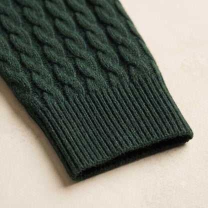 Men's cable-knit cashmere sweater, Atlas in Pine - view 3