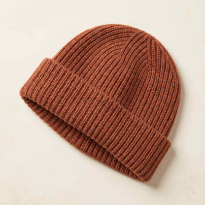 Women's hand-knit cashmere beanie in Amber - view 3