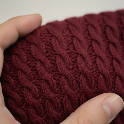 Authentic Wine Red Atlas Cable Hand-Knitted  Himalayan Cashmere Sweater 