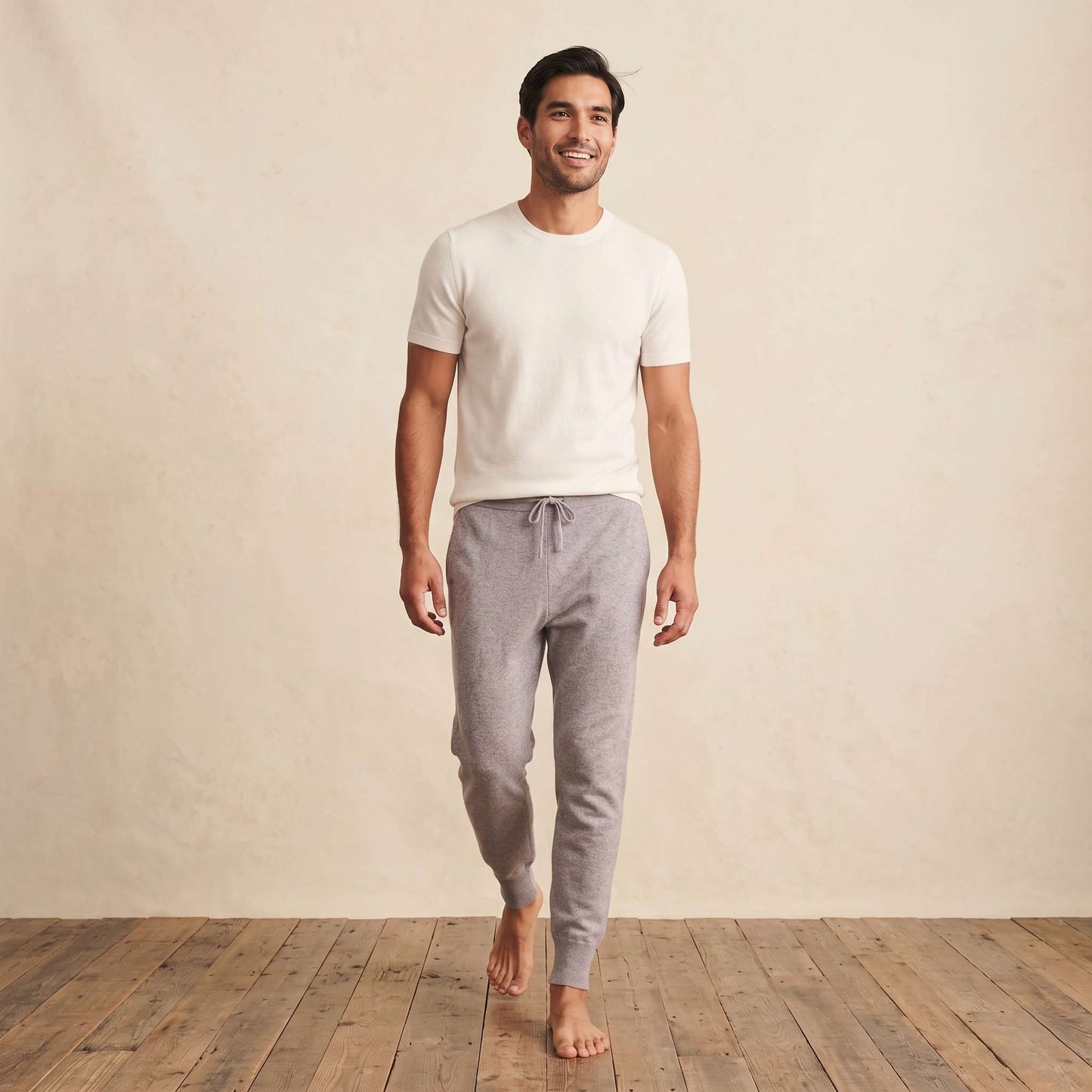 The Zenith Pure Himalayan Cashmere Jogger For Men in Fog — Himalayan cashmere, view 1