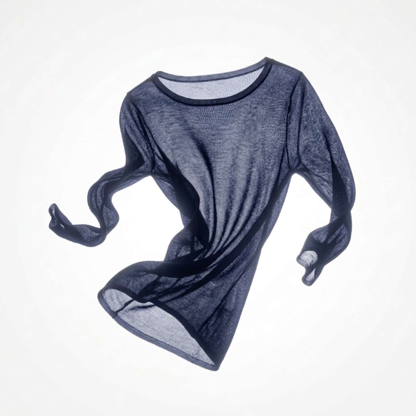 Pure Cashmere Gossamer Boatneck Top With 3/4 Sleeve For Women