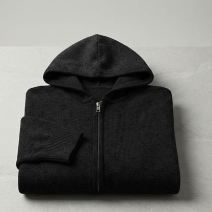 Black Original 100% Pure Himalayan Cashmere Zip Hoodie