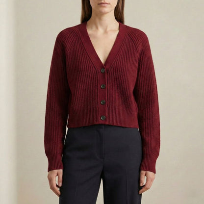The Lhotse V-Neck Cardigan Chunky Knit Himalayan Cashmere For Women
