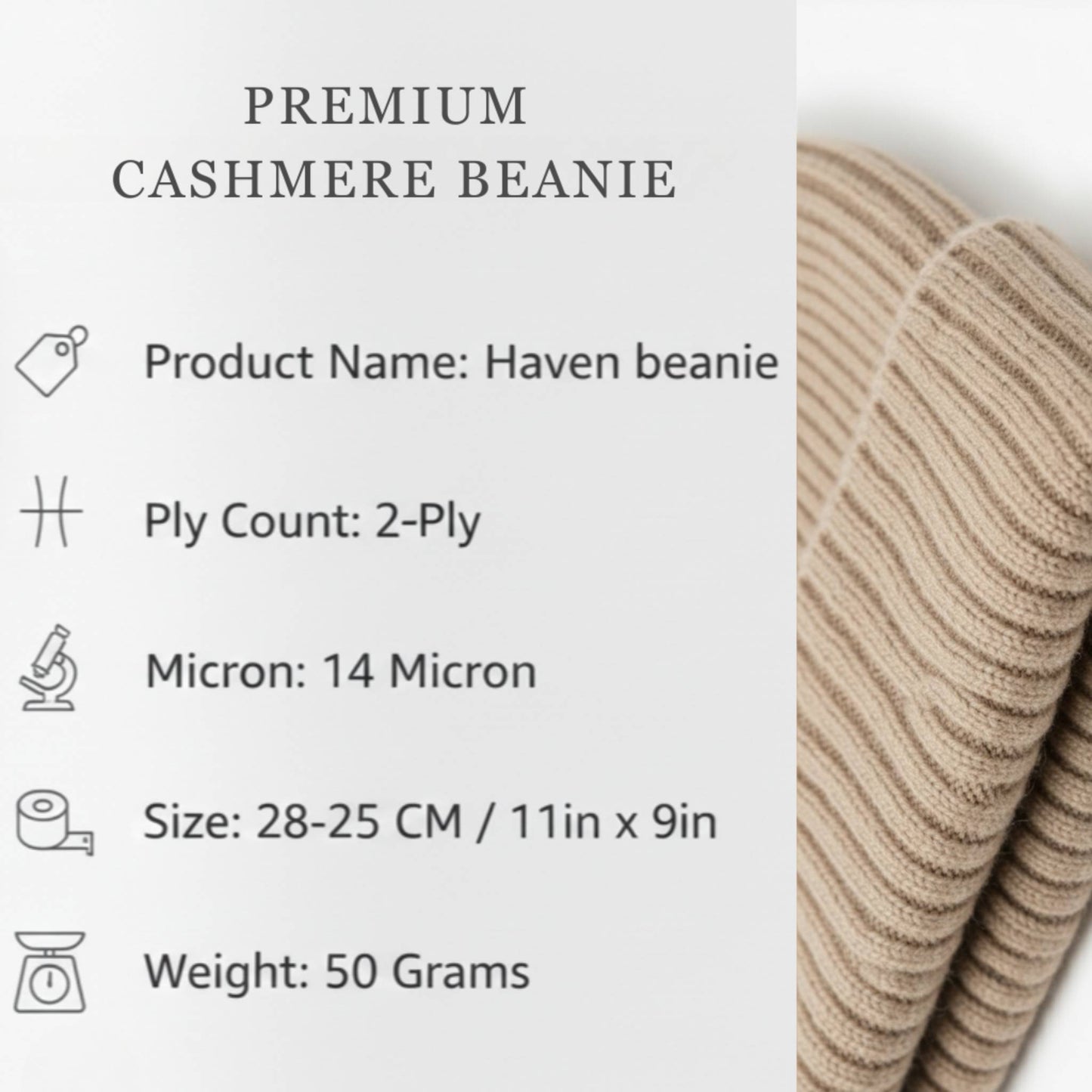 Haven Ribbed Cashmere Beanie | 100% Pure Himalayan Men
