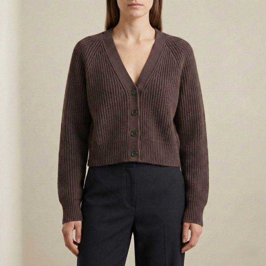 The Lhotse V-Neck Cardigan Chunky Knit Himalayan Cashmere For Women