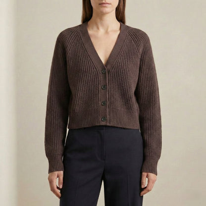 The Lhotse V-Neck Cardigan Chunky Knit Himalayan Cashmere For Women