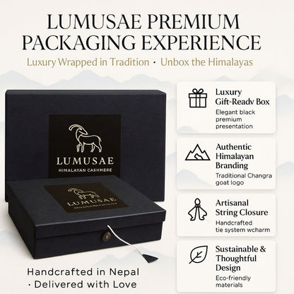 Premium Packaging of Deep Onyx Heritage Cable Knit Cashmere Beanie for Men