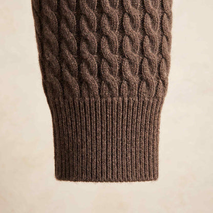 Men's cable-knit cashmere sweater, Atlas in Brown - view 6