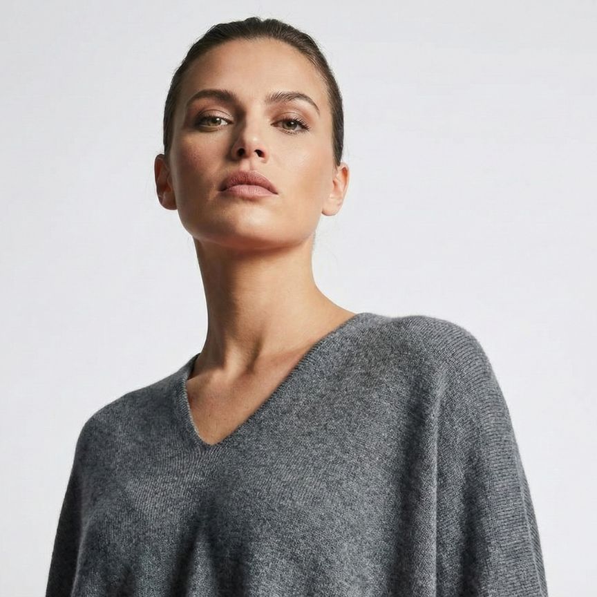 The V-Neck Poncho | 100% Undyed Pure Himalayan Cashmere