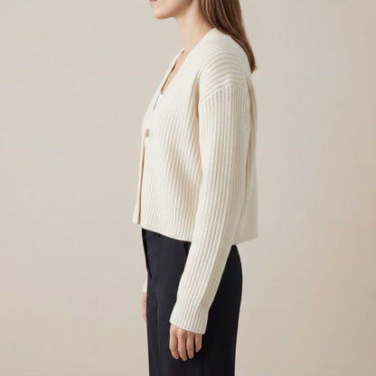 The Lhotse V-Neck Cardigan Chunky Knit Himalayan Cashmere For Women