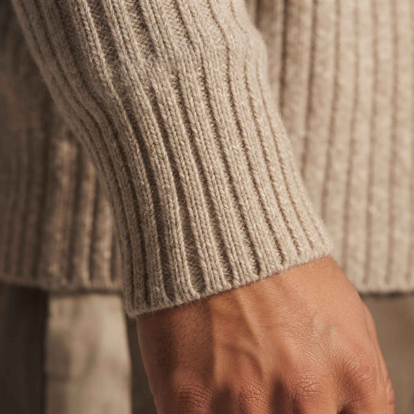 Women's Cashmere Sweater - Ella Ribbed in Oatmeal Melange - view 3