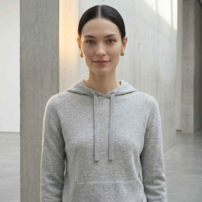 100% Undyed Cashmere Women's Hoodie — Chemical-Free Natural Chyangra Cashmere