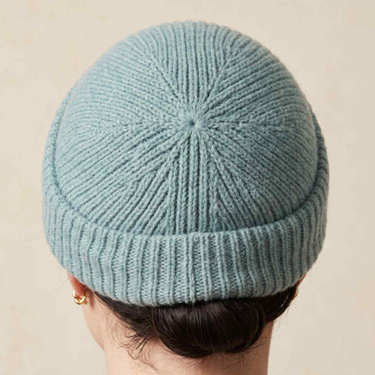 Women's hand-knit cashmere beanie in Heathered Jade - view 3