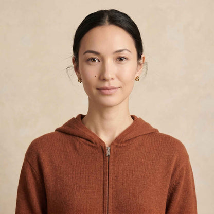 100% Cashmere Women's Zip Hoodie — 12-Gauge 2-Ply 16-Micron Himalayan Cashmere