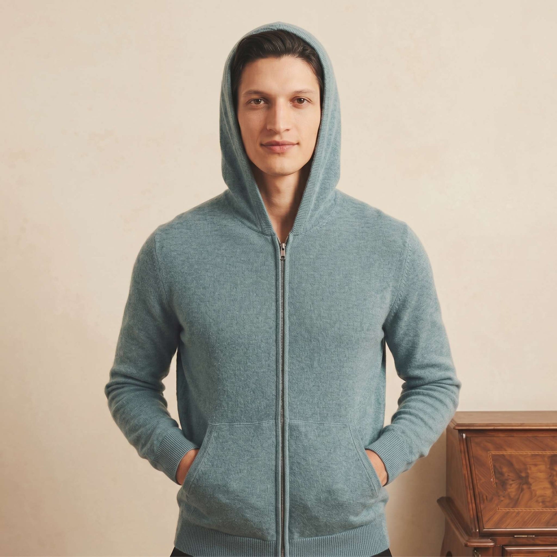 Original Kora Zip Himalayan Cashmere Hoodie For Men — Himalayan cashmere, view 1