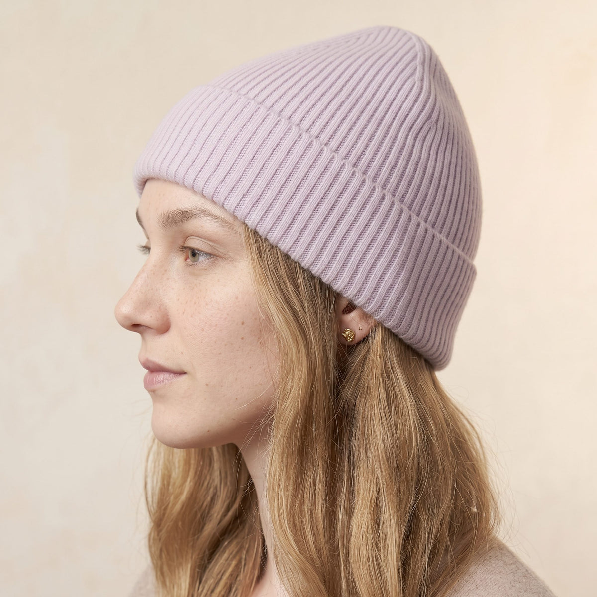 WRLI Women's Cashmere Beanie - Haven Ribbed Lilac 5