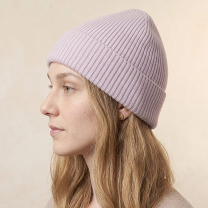 WRLI Women's Cashmere Beanie - Haven Ribbed Lilac 5