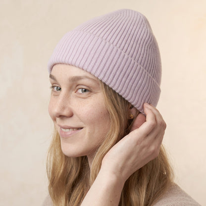 WRLI Women's Cashmere Beanie - Haven Ribbed Lilac 6