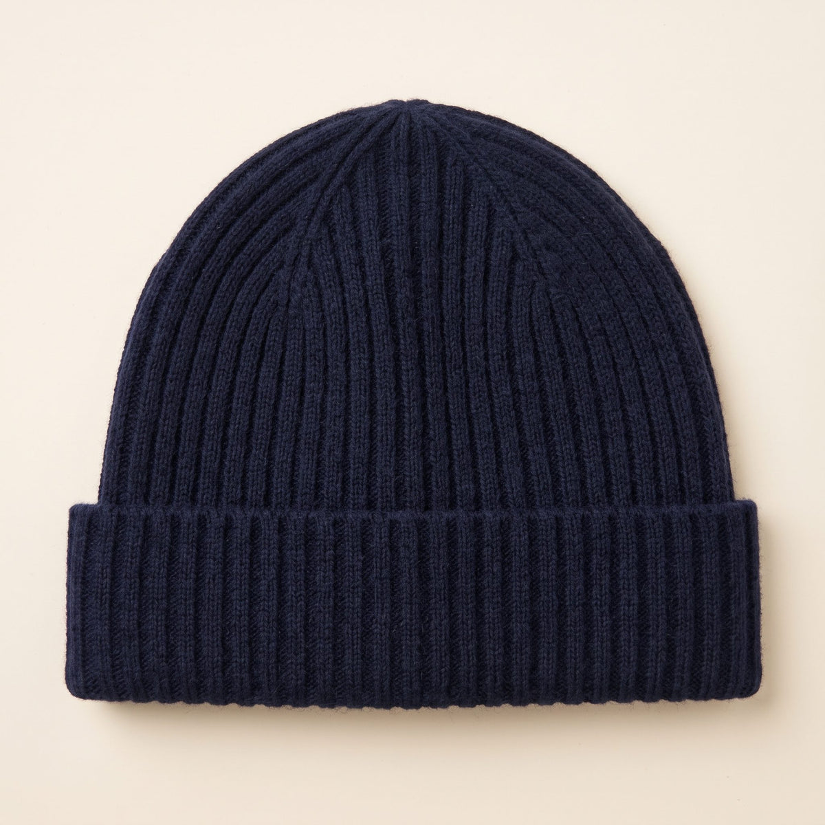 WRNV Women's Cashmere Beanie - Haven Ribbed Navy 1