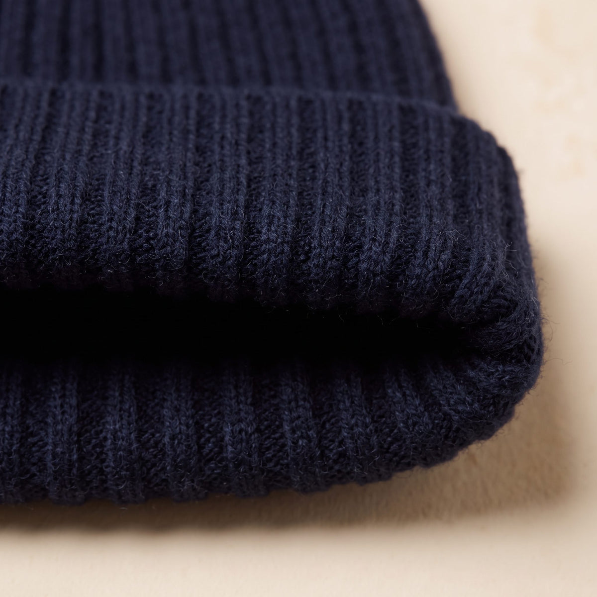WRNV Women's Cashmere Beanie - Haven Ribbed Navy 2