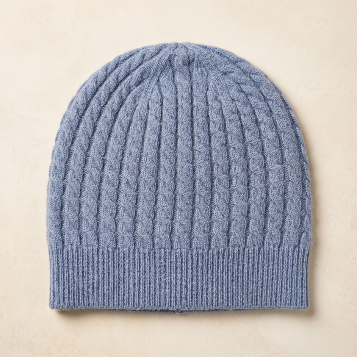 WCSB Women's Cashmere Beanie - Heritage Cable Knit Sky Blue 1