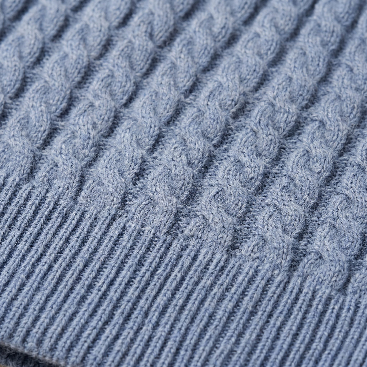 WCSB Women's Cashmere Beanie - Heritage Cable Knit Sky Blue 3