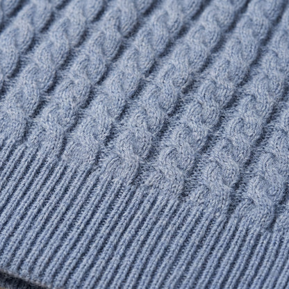WCSB Women's Cashmere Beanie - Heritage Cable Knit Sky Blue 3